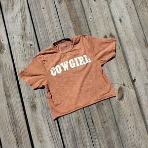 Cowgirl Graphic Tee - Rust Orange Short Sleeve by